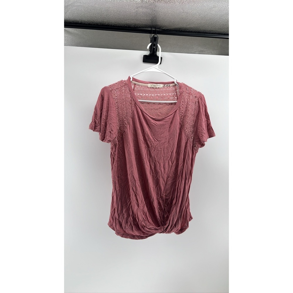 Aeropostale Womens Dusty Rose Crochet Lace Short‎ Sleeve Top M
